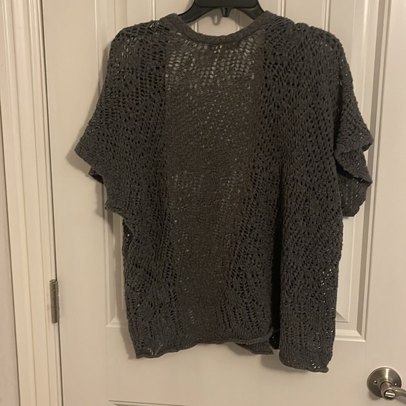 Hollister Crocheted Knit Swing Open Cardigan Sweater S/S gray Women's XS/S - Picture 6 of 8